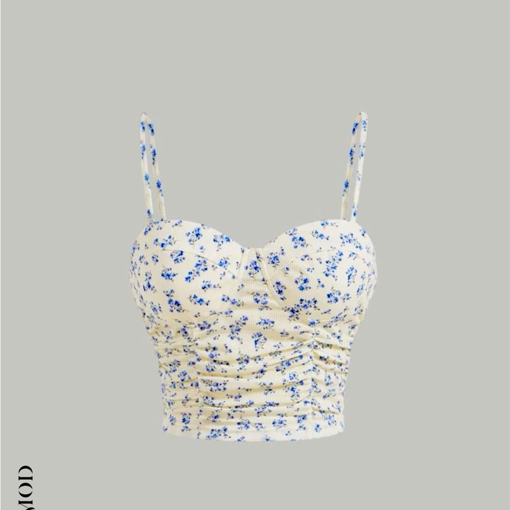 Floral print ruched cami top